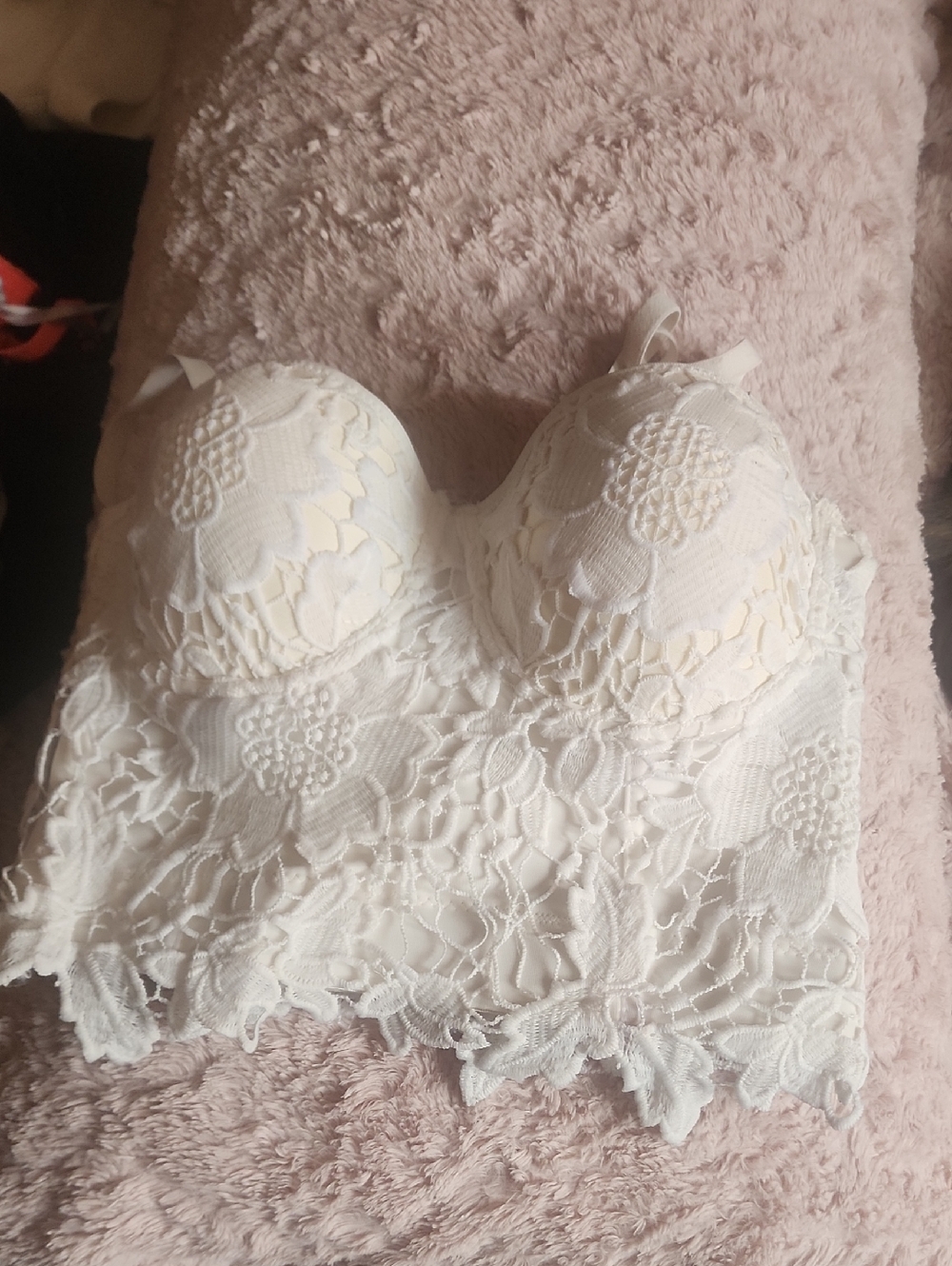 White Lace Longline Crop Bustier Top